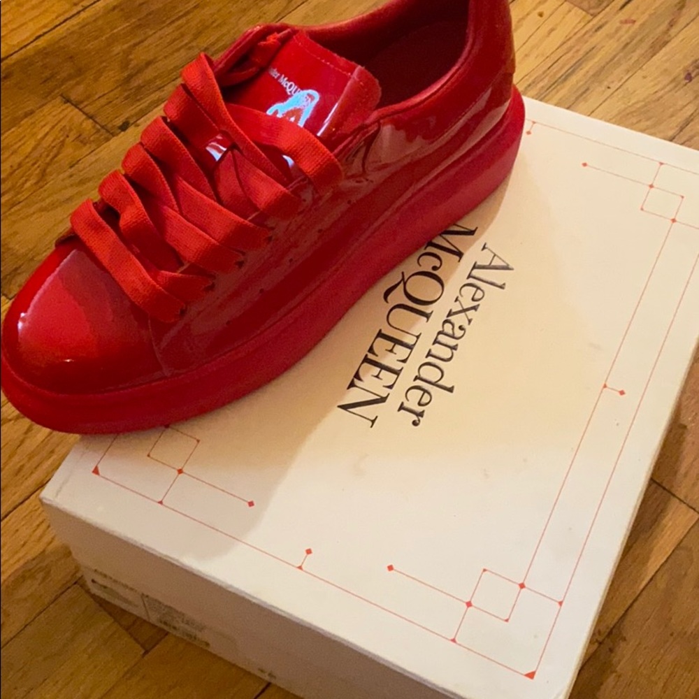 Alexander McQueen, sneakers, patent leather, red